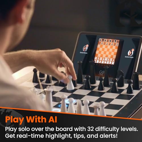 GoChess Air AI Chess Board & Deluxe Carry Bag – Light-Up Electronic Smart Chess Set for Adults & Kids with Coaching, Online Play & Travel-Ready Organizer