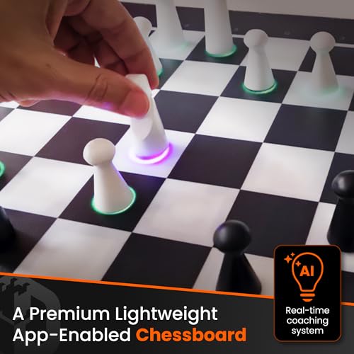 GoChess Air AI Chess Board & Deluxe Carry Bag – Light-Up Electronic Smart Chess Set for Adults & Kids with Coaching, Online Play & Travel-Ready Organizer