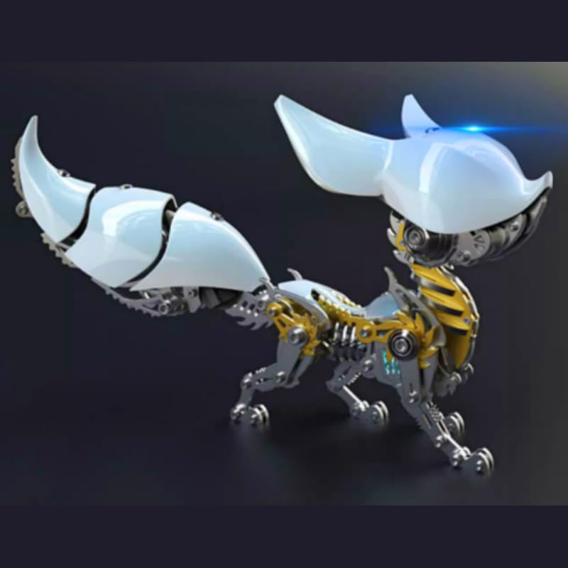 339PCS 3D Metal Puzzles Mechanical Red Fox Hanfei Model Kits Steampunk Assembly Toys for Adults and Teens Collection Gift (White)
