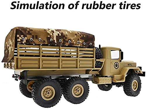 RC 6WD Military Climbing Truck,Electric Powered Vehicle with Removable Fabric Carport,2.4GHz Transformer Remote Control Car Toys, Xmas Gifts for Kid Adults (Color : Beige)