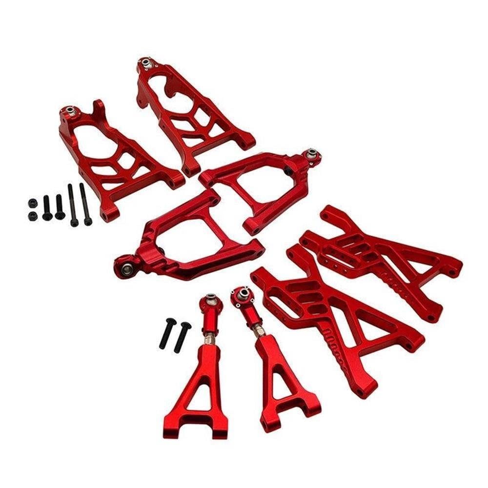 Alloy CNC Suspension Arm Kit of Wheel Front + Rear Fit for 1/5 HPI ROFUN BAHA ROVAN KM Baja 5B 5T 5SC Rc Car Toys Games Parts(Silver)