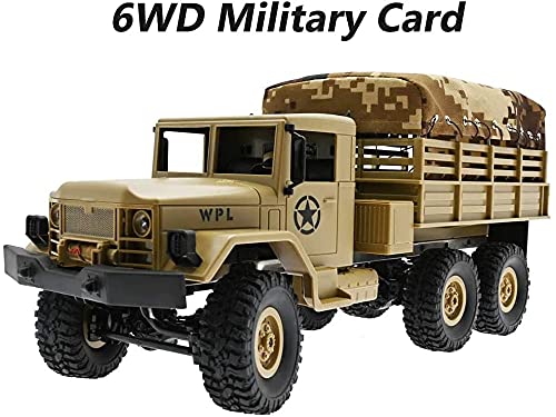 RC 6WD Military Climbing Truck,Electric Powered Vehicle with Removable Fabric Carport,2.4GHz Transformer Remote Control Car Toys, Xmas Gifts for Kid Adults (Color : Beige)