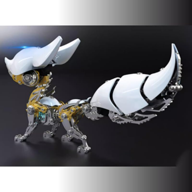 339PCS 3D Metal Puzzles Mechanical Red Fox Hanfei Model Kits Steampunk Assembly Toys for Adults and Teens Collection Gift (White)