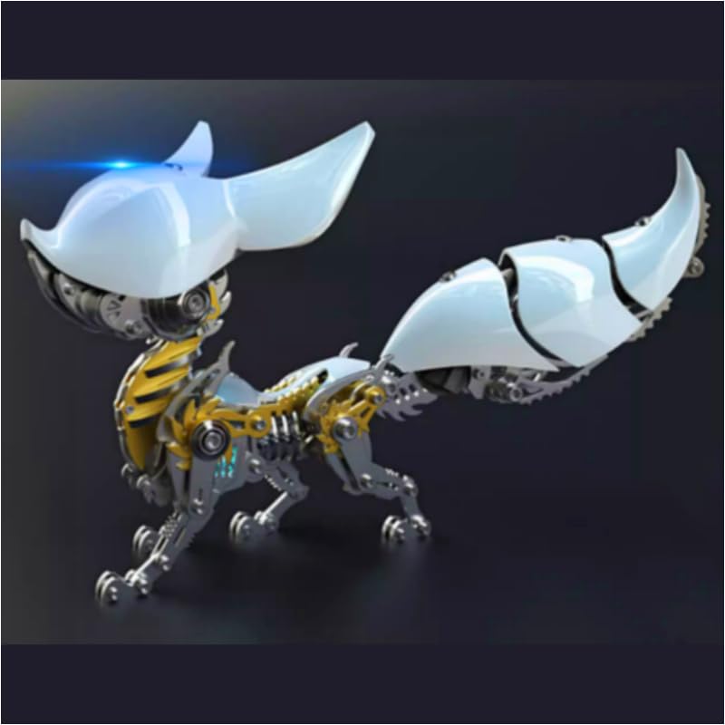 339PCS 3D Metal Puzzles Mechanical Red Fox Hanfei Model Kits Steampunk Assembly Toys for Adults and Teens Collection Gift (White)