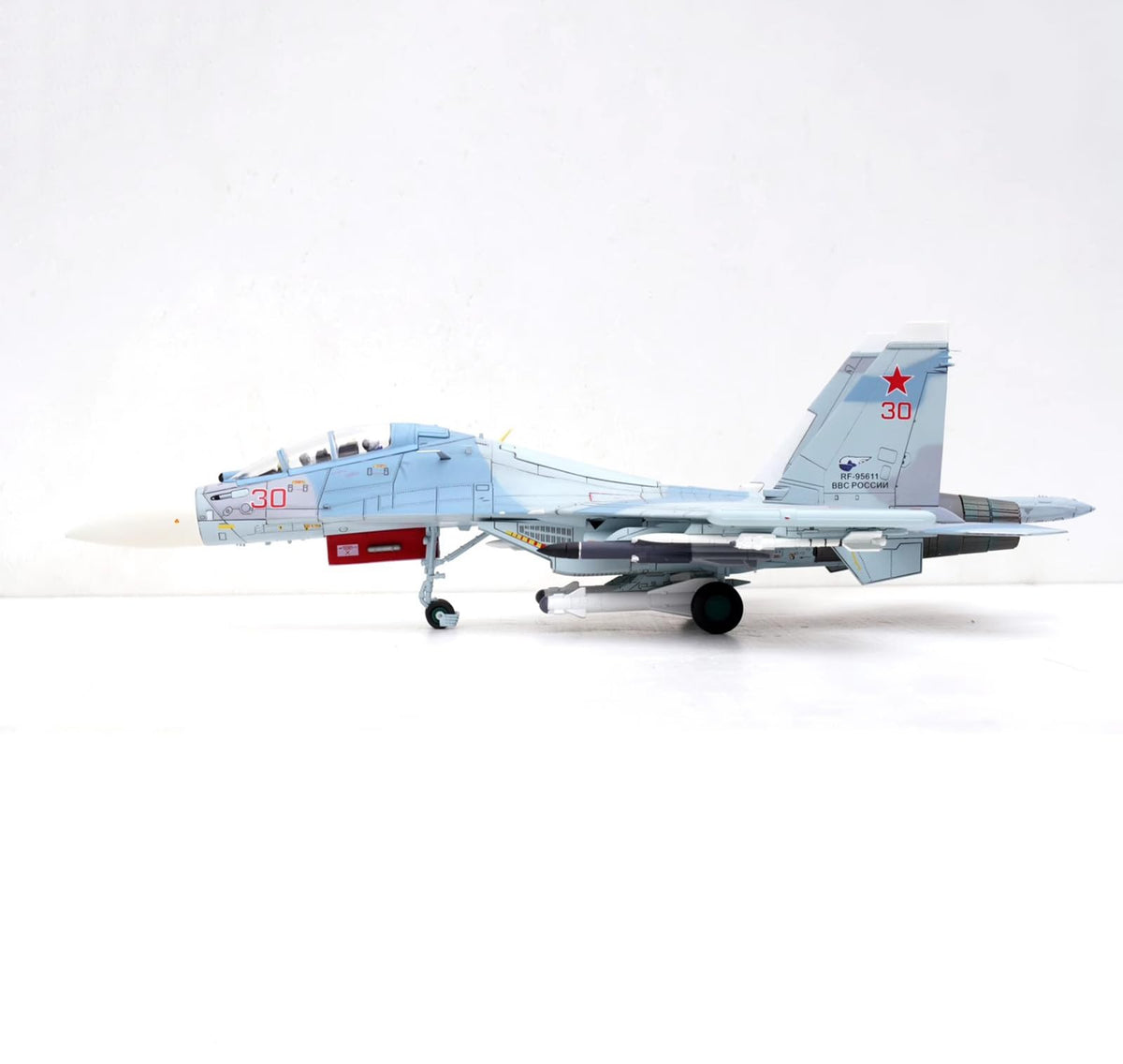 Military Fighter Alloy Die Cast Model, 1/72 Scale ВКС SU-30M2 Fighter Model, Adult Toys and Decorations, 12.2 x 8.3Inchs