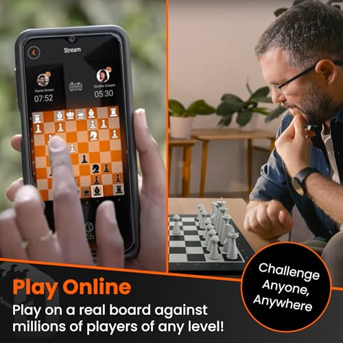 GoChess Air AI Chess Board & Deluxe Carry Bag – Light-Up Electronic Smart Chess Set for Adults & Kids with Coaching, Online Play & Travel-Ready Organizer