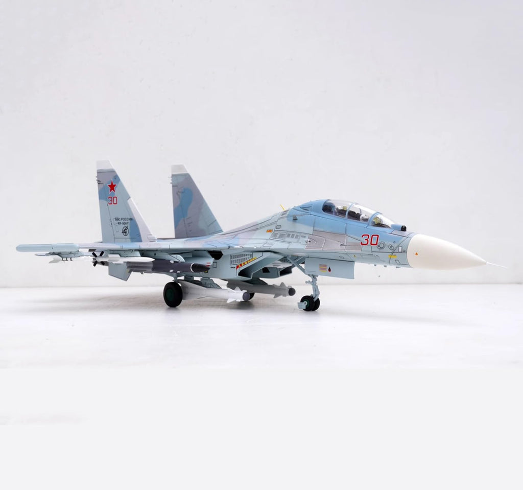 Military Fighter Alloy Die Cast Model, 1/72 Scale ВКС SU-30M2 Fighter Model, Adult Toys and Decorations, 12.2 x 8.3Inchs