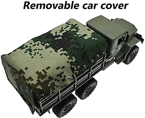 RC 6WD Military Climbing Truck,Electric Powered Vehicle with Removable Fabric Carport,2.4GHz Transformer Remote Control Car Toys, Xmas Gifts for Kid Adults (Color : Beige)
