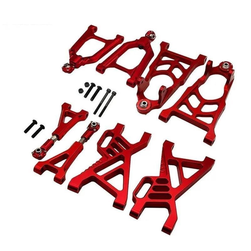 Alloy CNC Suspension Arm Kit of Wheel Front + Rear Fit for 1/5 HPI ROFUN BAHA ROVAN KM Baja 5B 5T 5SC Rc Car Toys Games Parts(Silver)