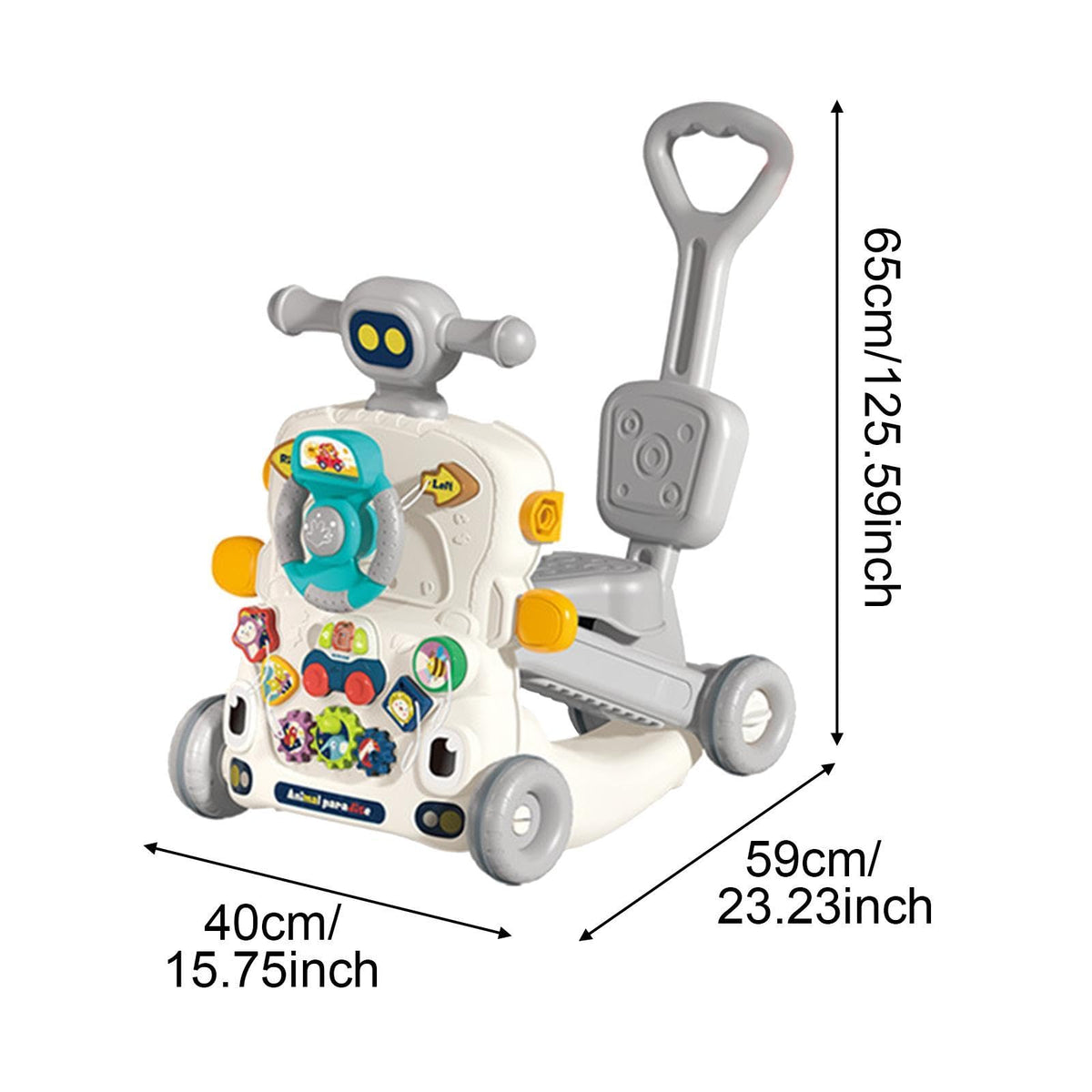 kowaku Walkers Push Toy Learning to Stand Learning Push Toy Interactive Sound Infant, 6 in1 Grey