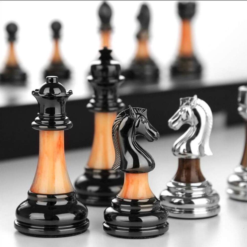 Chess Set Wooden International Pieces Set Board Game Chessmen Collection Portable Board Travel Entertainment Toys Gift (Size : 45cm)