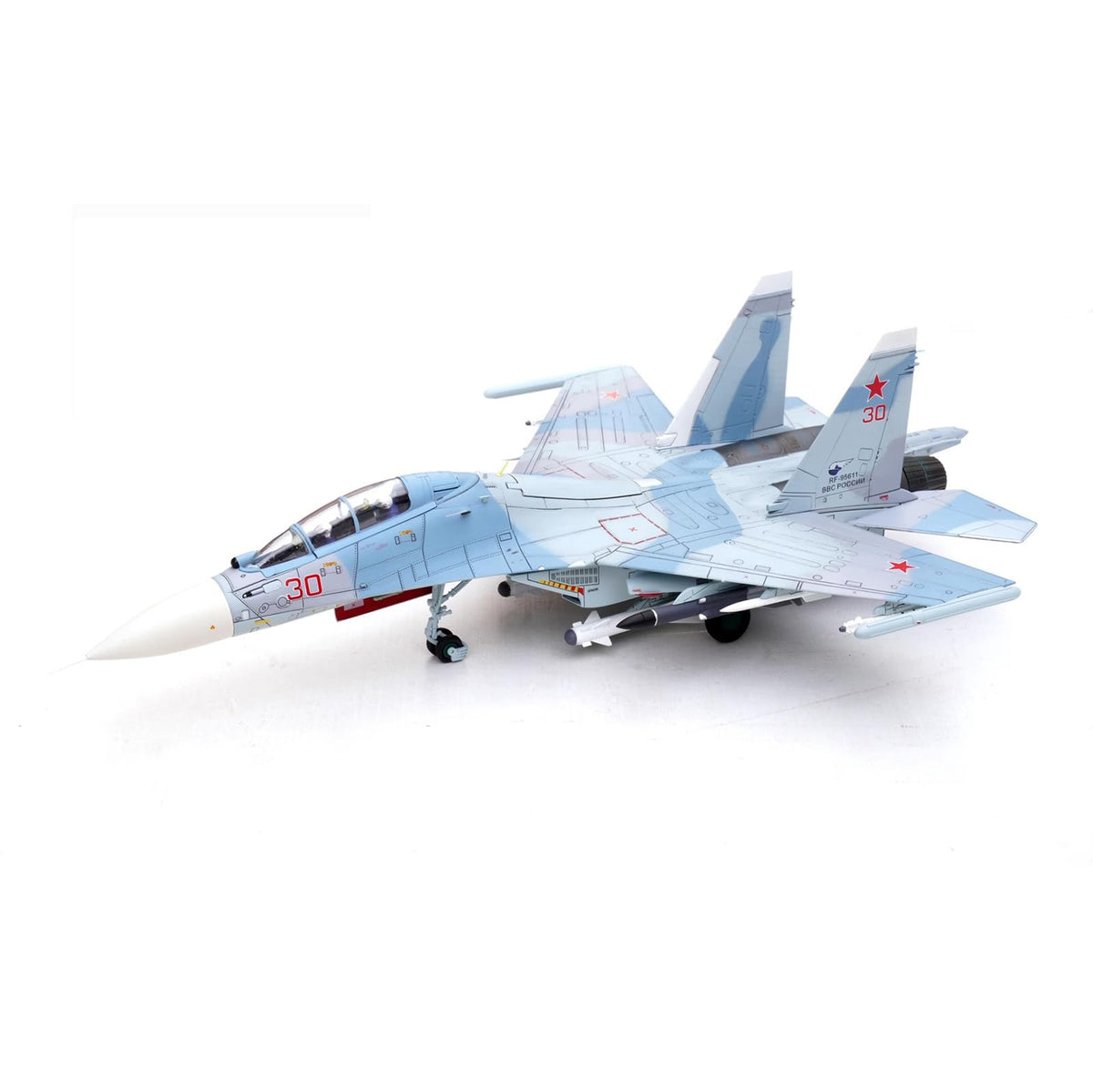 Military Fighter Alloy Die Cast Model, 1/72 Scale ВКС SU-30M2 Fighter Model, Adult Toys and Decorations, 12.2 x 8.3Inchs