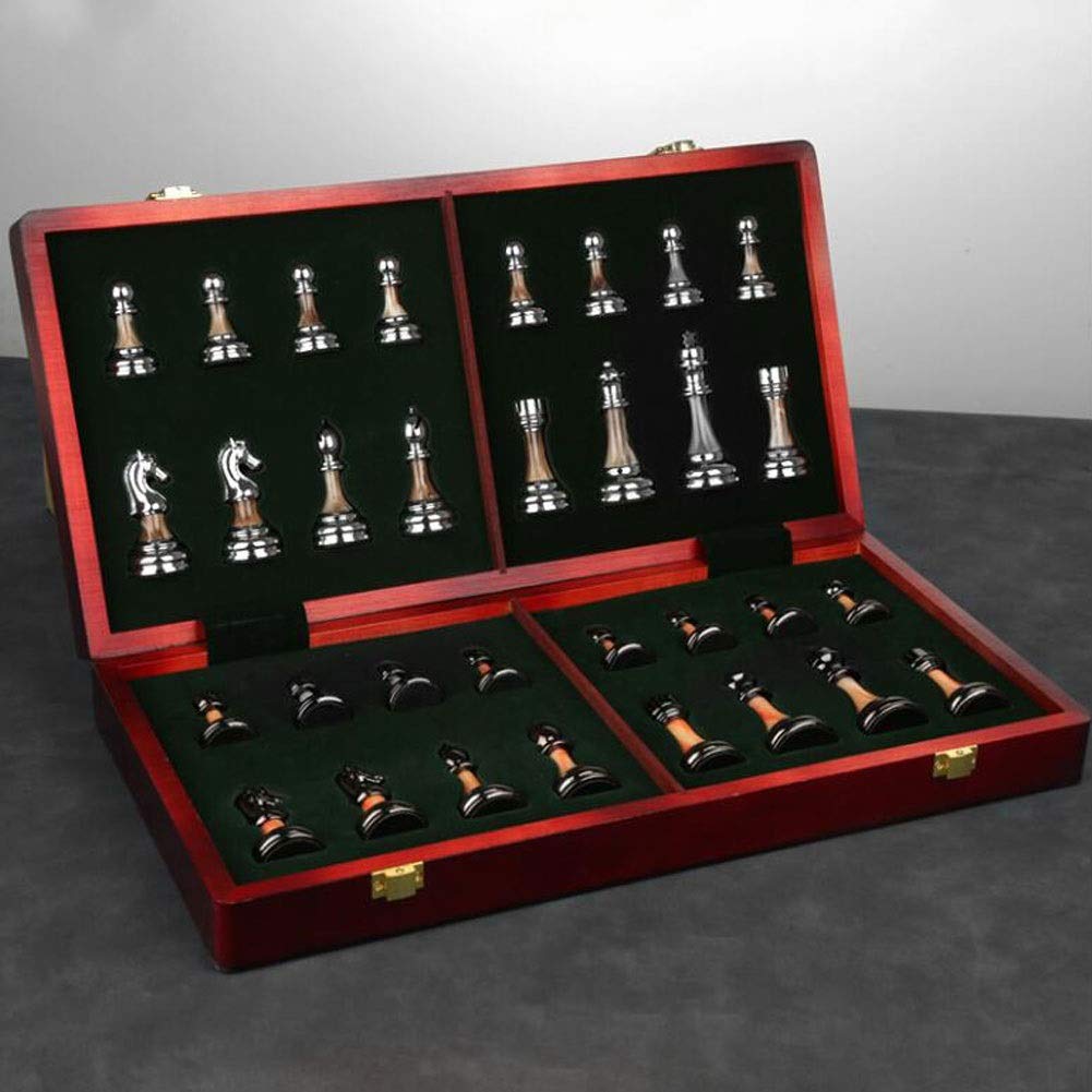 Chess Set Wooden International Pieces Set Board Game Chessmen Collection Portable Board Travel Entertainment Toys Gift (Size : 45cm)