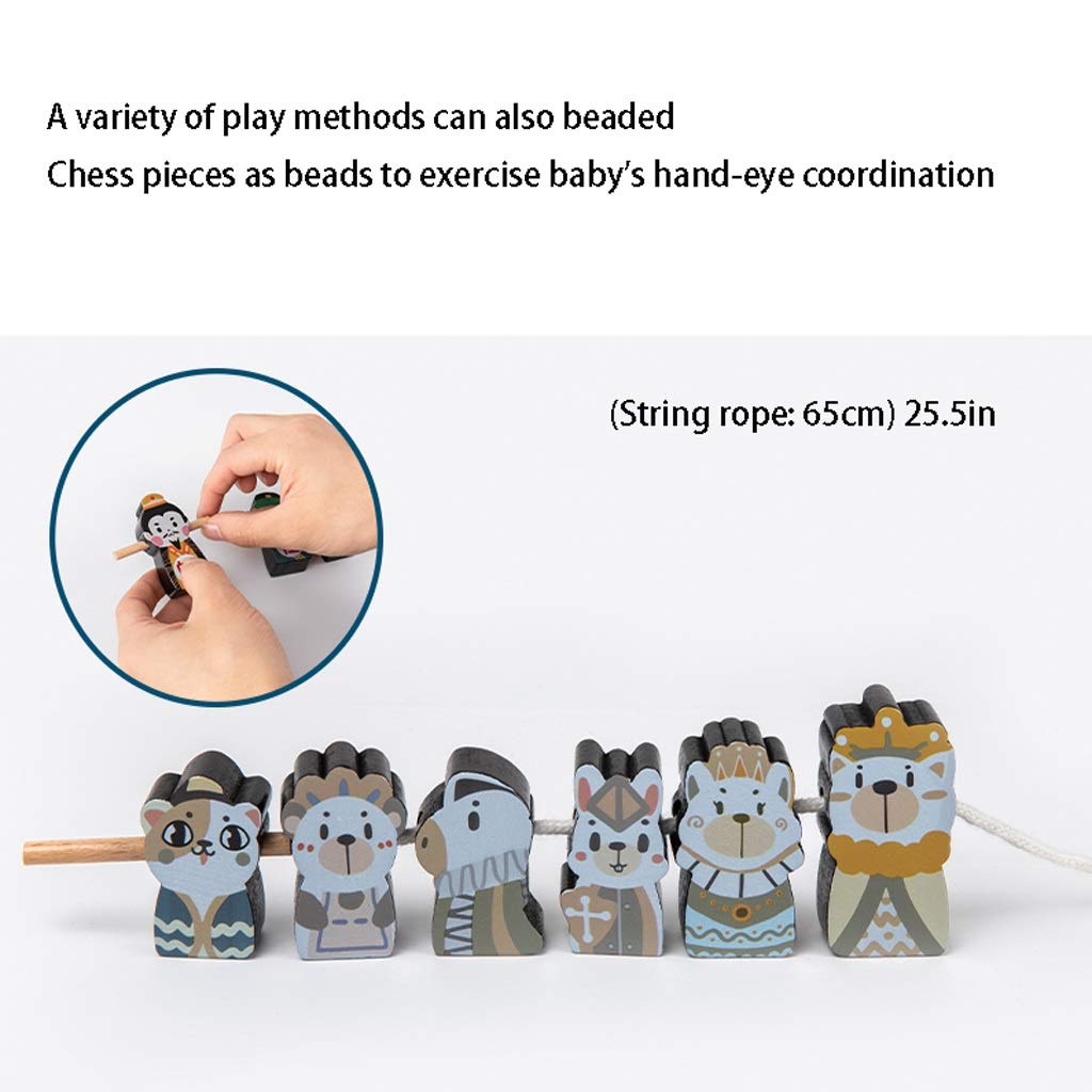 Chess Set Chessboard Beginner Children Solid Wood Chessboard Double Queen Cartoon Three-Dimensional Toy 11.8x0.3in Portable Chess