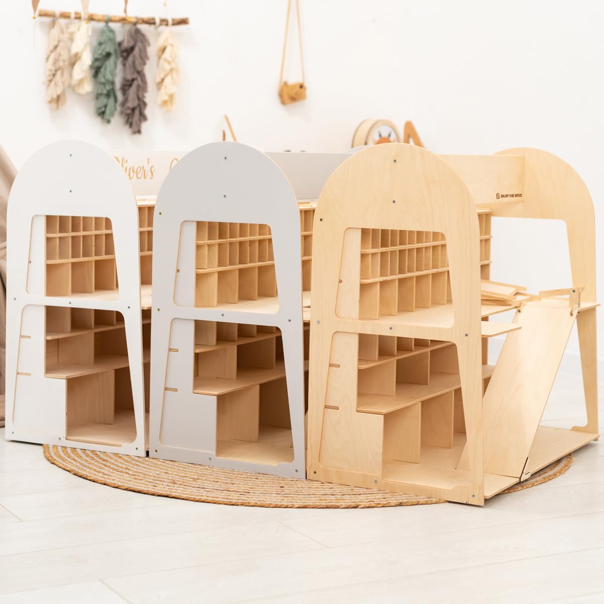 Wooden Toy Parking Garage with Elevator (Big, Green)