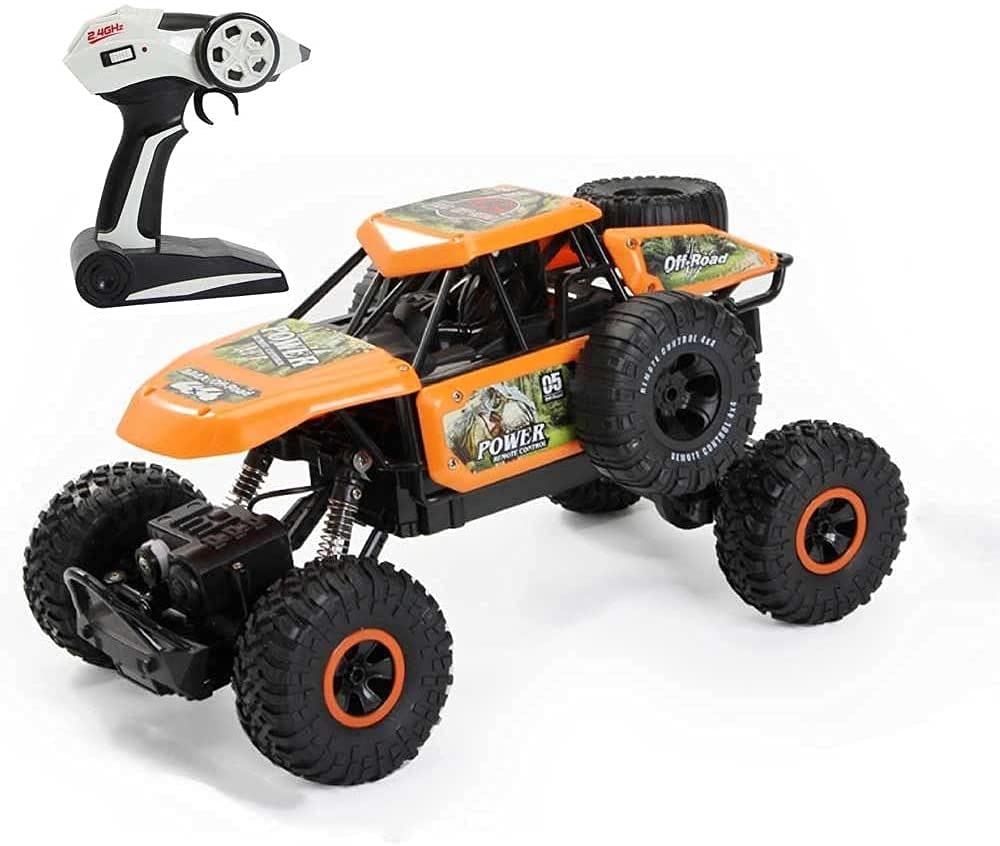 Orange Climbing Car,2.4GHz All Terrains Electric Toy RC Crawler Trucks,4WD Strong Power Remote Control Vehicle,Xmas Birthday for Kids Boy Girl Gift