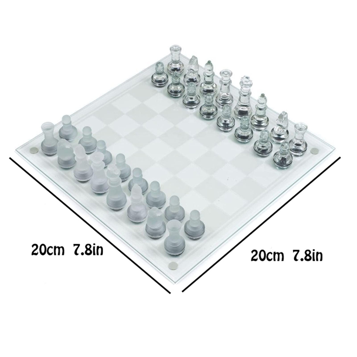 Crystal Glass Chess Portable Travel Chess Frosted Clear Chess Pieces Luxury Classic Interactive Game Educational Toy Gift Board Set (Size : Small)