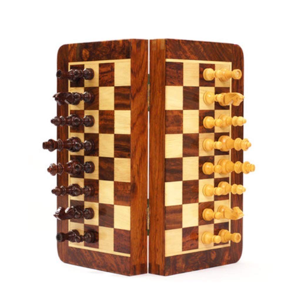 Chess Board Portable Wooden Travel Chess Portable Chess Set Foldable Storage Inner Slot Chess Board Educational Toy Chess Sets
