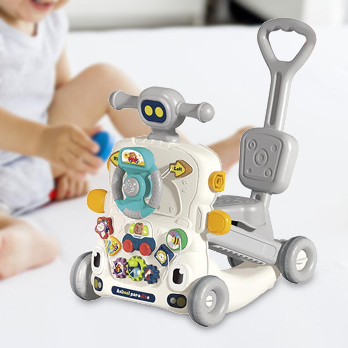 kowaku Walkers Push Toy Learning to Stand Learning Push Toy Interactive Sound Infant, 6 in1 Grey