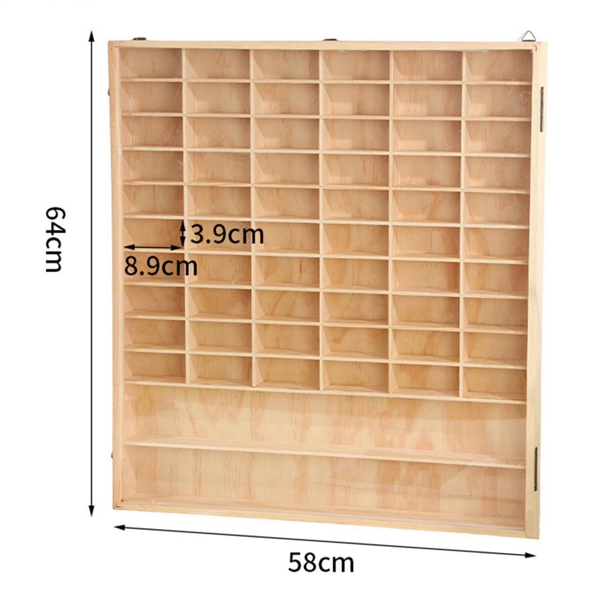 Toy Car Display Case Wooden Storage Organizer with Dustproof Door 62 Grid Display Shelf Model Car Holder Suitable for Bedroom Living