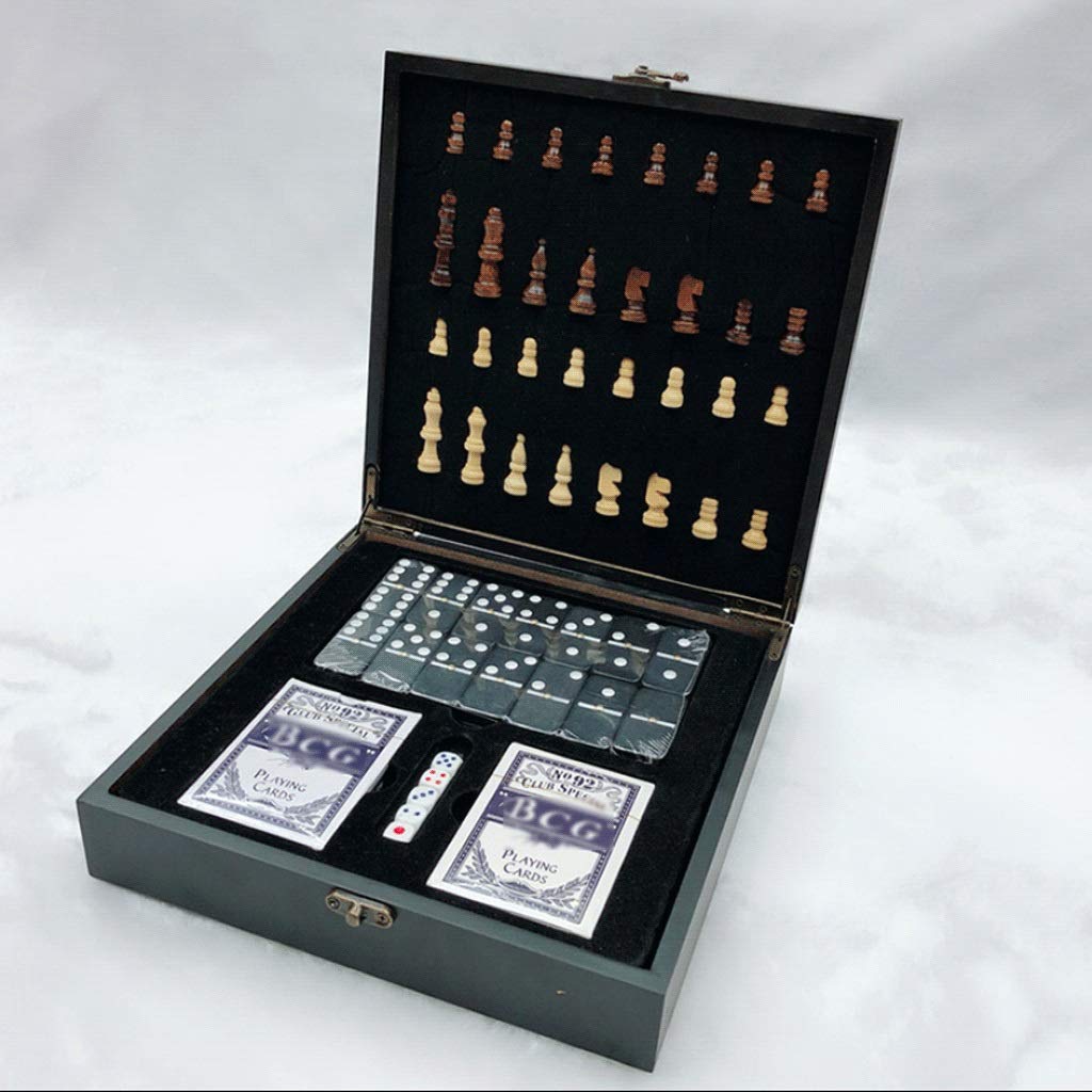 Crafted Chesspiece 4-in-1 Chess Set Wooden Chess Board Game with Carrying Case Travel Chess Set for Kids Chess Set in Toys