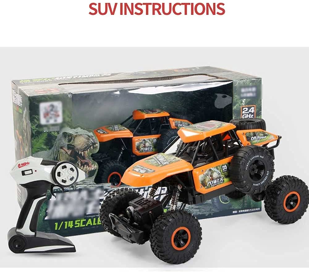 Orange Climbing Car,2.4GHz All Terrains Electric Toy RC Crawler Trucks,4WD Strong Power Remote Control Vehicle,Xmas Birthday for Kids Boy Girl Gift