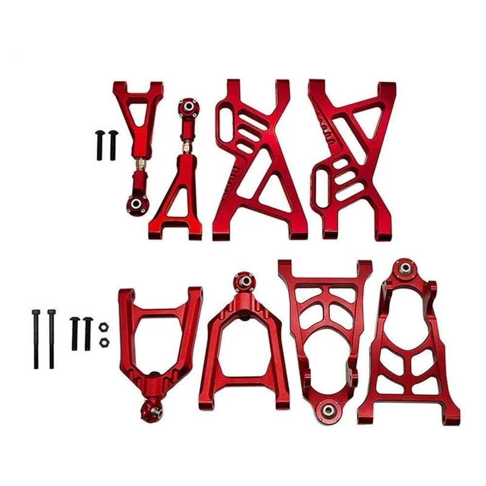 Alloy CNC Suspension Arm Kit of Wheel Front + Rear Fit for 1/5 HPI ROFUN BAHA ROVAN KM Baja 5B 5T 5SC Rc Car Toys Games Parts(Silver)