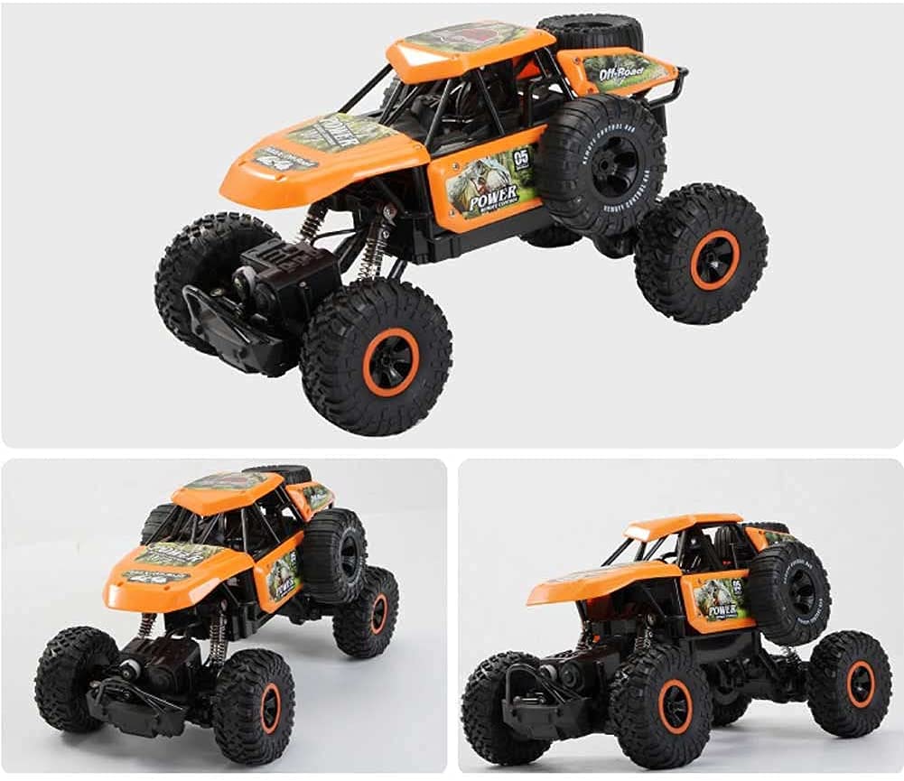 Orange Climbing Car,2.4GHz All Terrains Electric Toy RC Crawler Trucks,4WD Strong Power Remote Control Vehicle,Xmas Birthday for Kids Boy Girl Gift