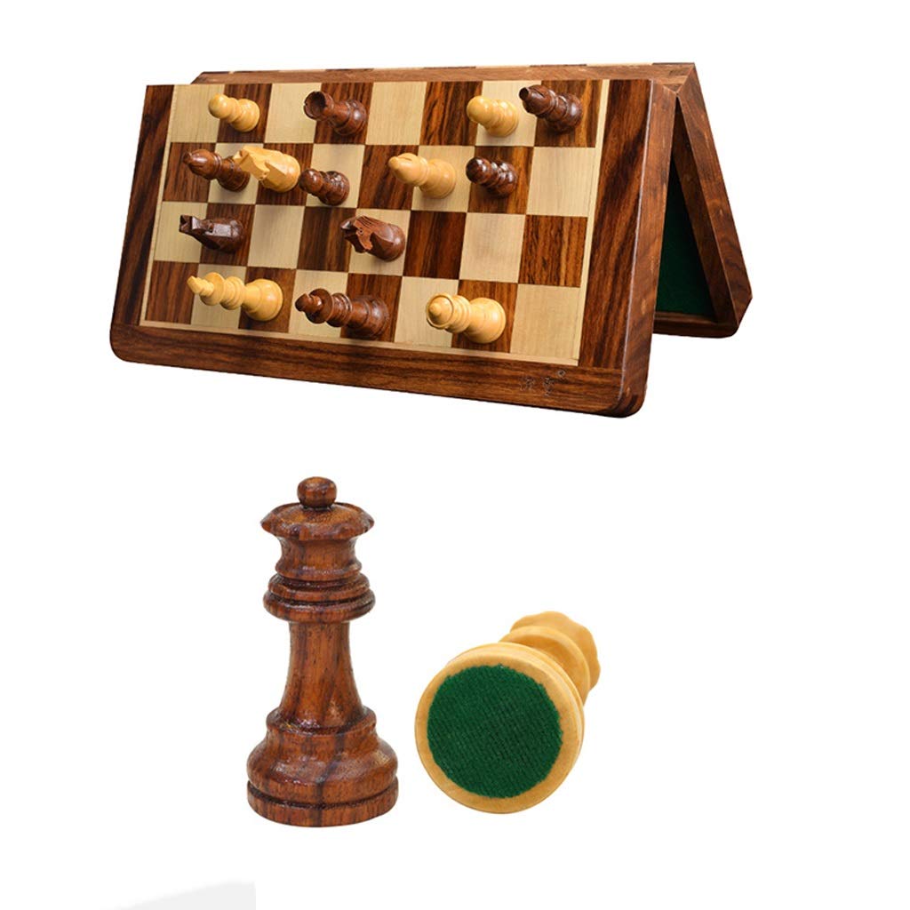 Chess Board Portable Wooden Travel Chess Portable Chess Set Foldable Storage Inner Slot Chess Board Educational Toy Chess Sets