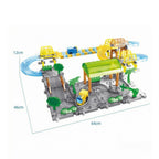 Powered Construction Toy DIY Electric Train Set with Track Operated Railway Kit with Accessories for Creative Building Play