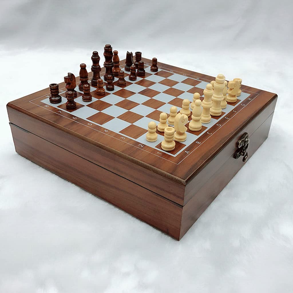 Crafted Chesspiece 4-in-1 Chess Set Wooden Chess Board Game with Carrying Case Travel Chess Set for Kids Chess Set in Toys
