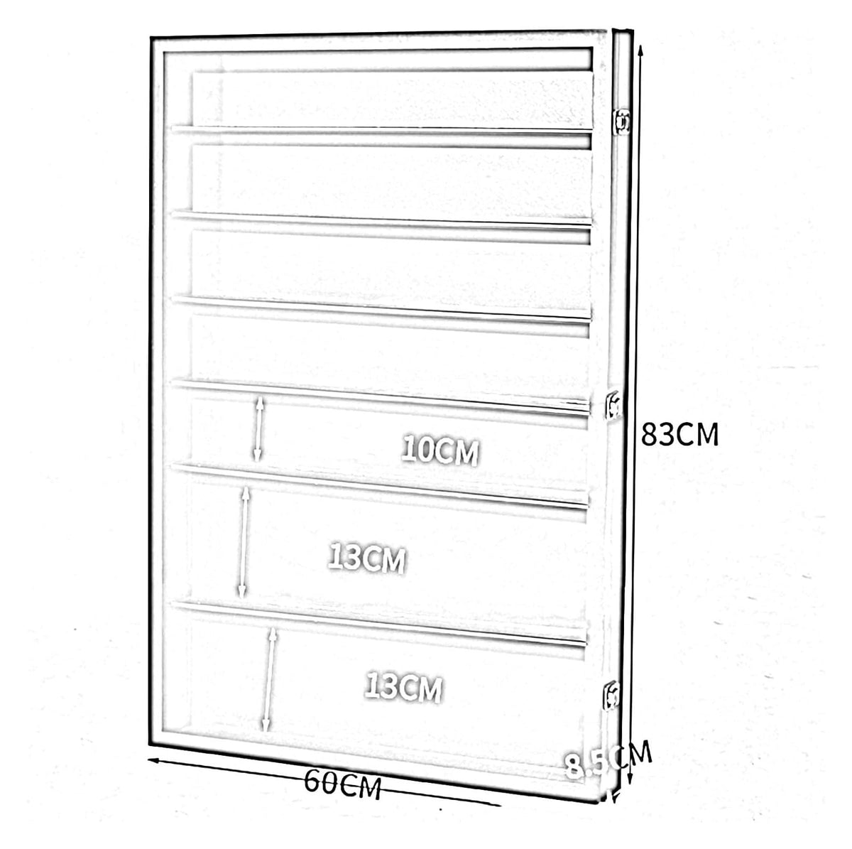 Acrylic Organiser Storage Rack Wall Mounted Display Cabinet for Collectibles, Toys Action Figures Model Storage Box with Clear Door for Study Living Room Bedroom Game Room Office(60x8.5x83cm)