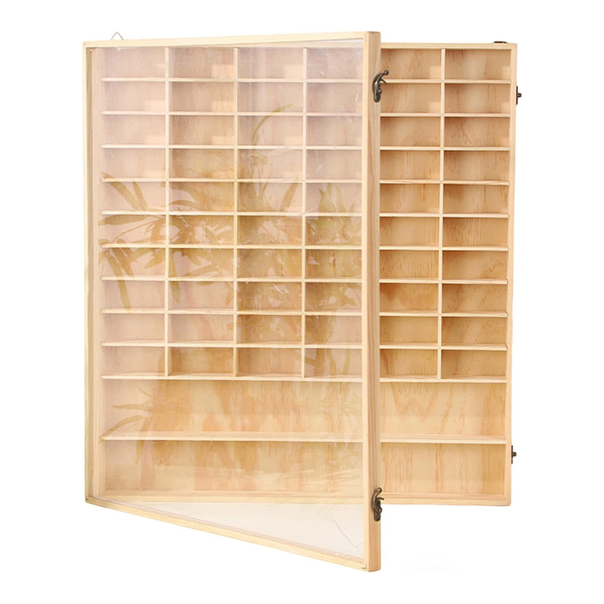 Toy Car Display Case Wooden Storage Organizer with Dustproof Door 62 Grid Display Shelf Model Car Holder Suitable for Bedroom Living