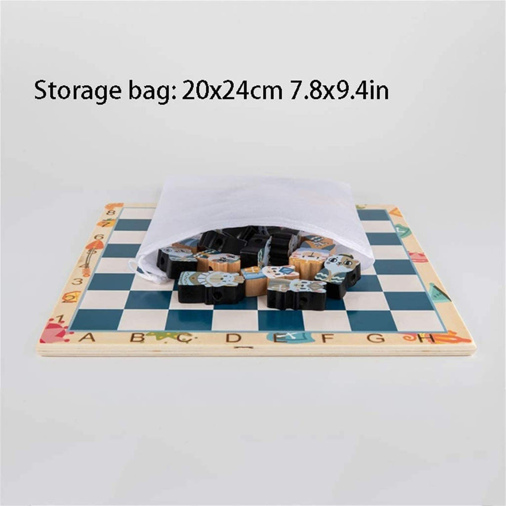 Chess Set Chessboard Beginner Children Solid Wood Chessboard Double Queen Cartoon Three-Dimensional Toy 11.8x0.3in Chess Set