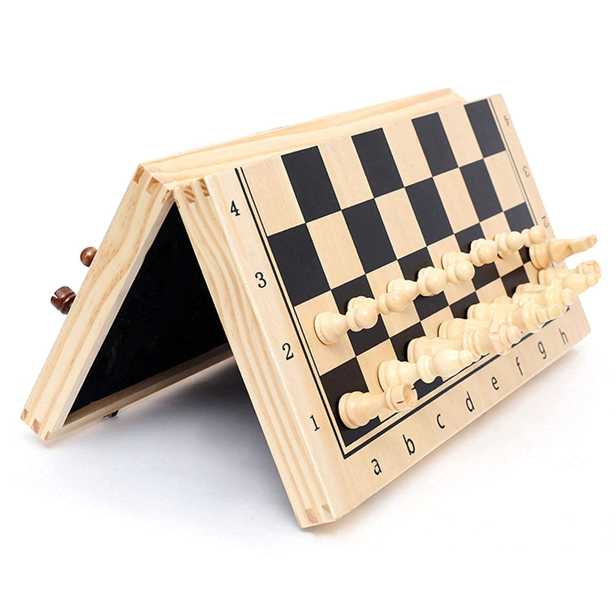 International Board Set Folding Wooden Chess Checkers Set Portable International Board Chess Travel Box Educational Toy for Kids and Adults (Color : 34x34x2.5cm)