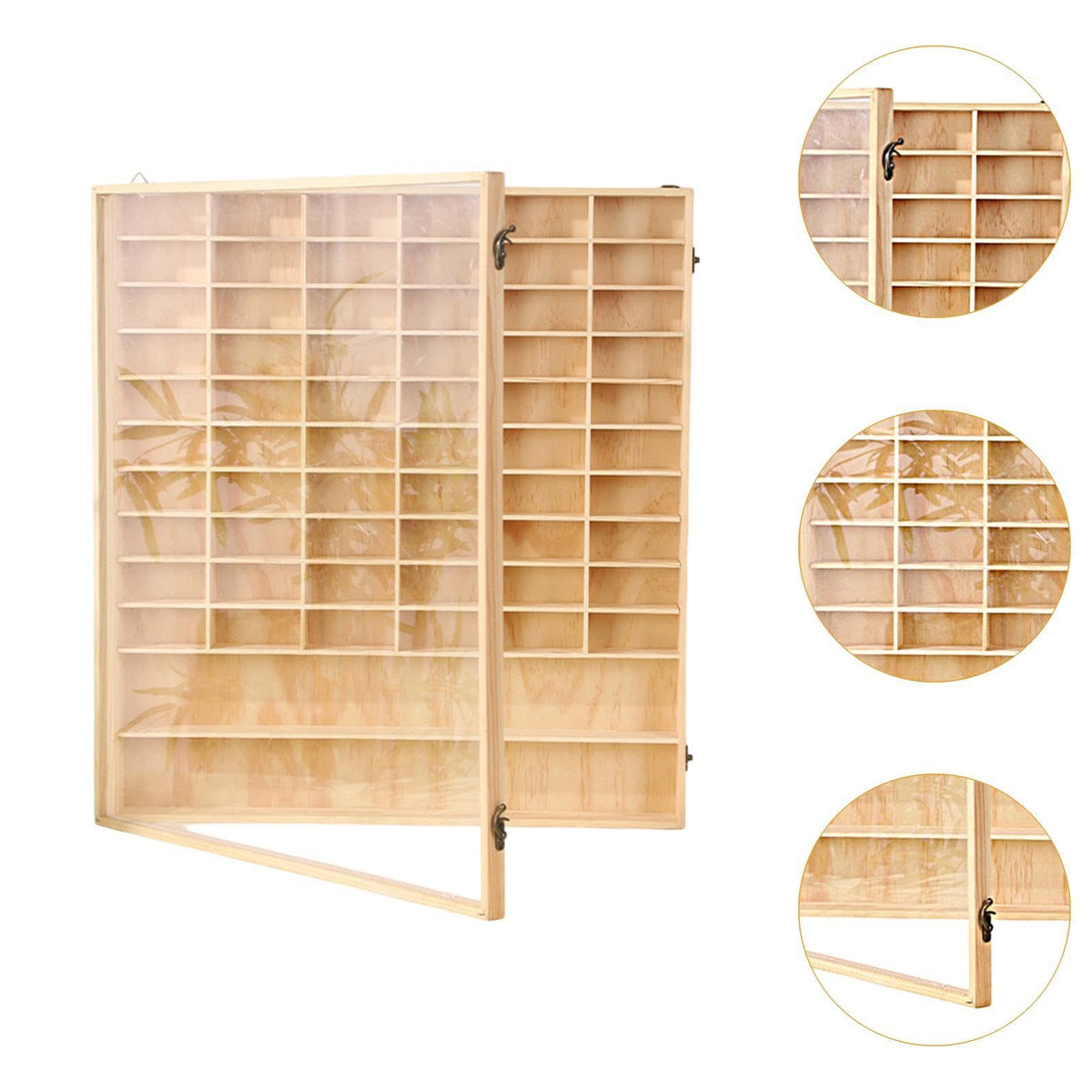 Toy Car Display Case Wooden Storage Organizer with Dustproof Door 62 Grid Display Shelf Model Car Holder Suitable for Bedroom Living