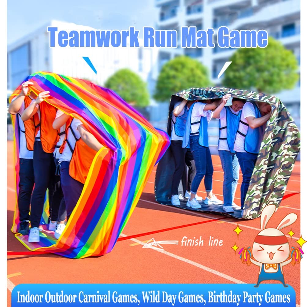 1PCS Teamwork Game Play Running Mat, Kids Adult Sports Game Oxford Cloth Run Mat, Outdoor Day Outdoor Carnival Activity Toys (Color : Green, Size : Adult-11M/36FT)