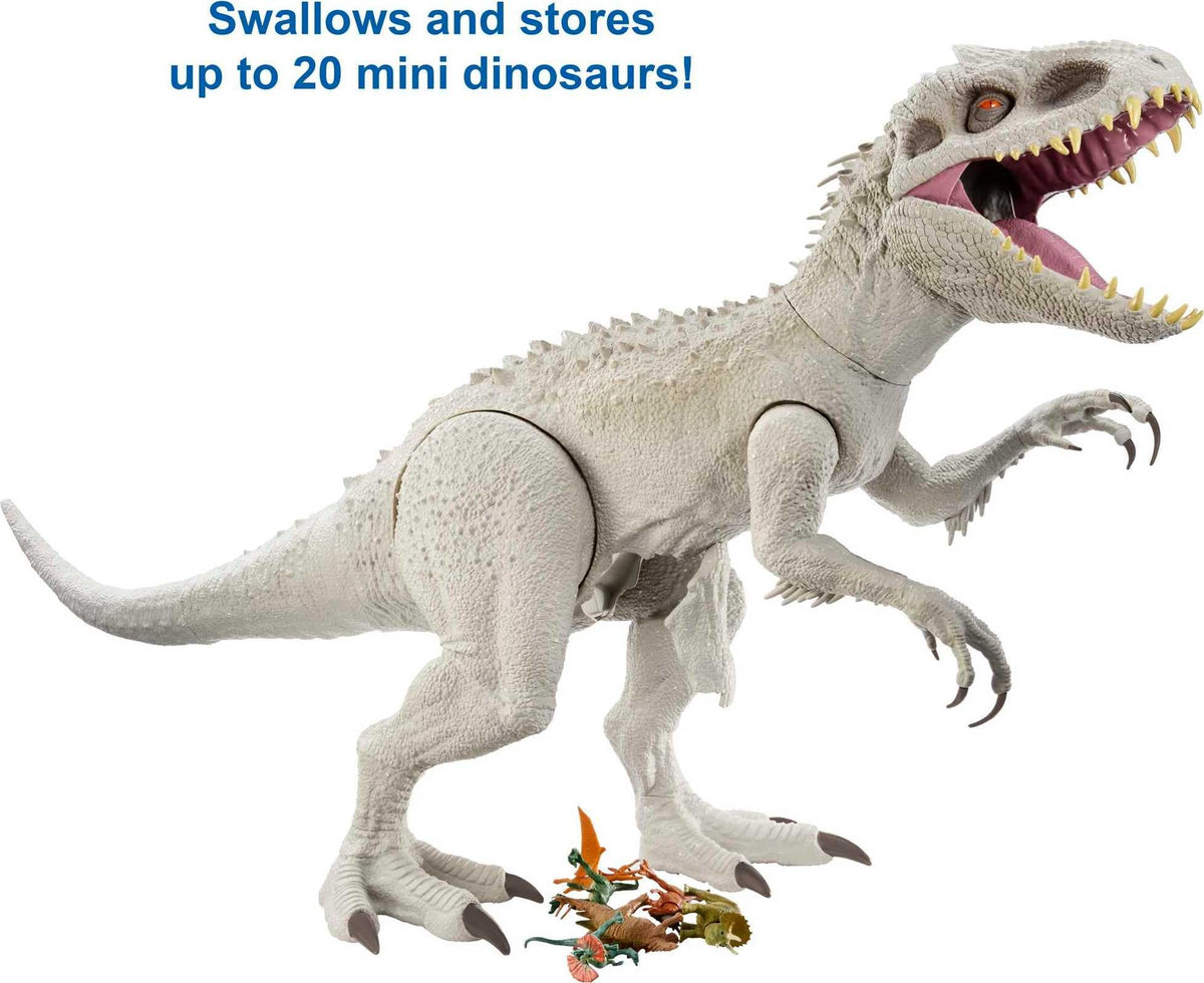 Mattel Jurassic World Camp Cretaceous Super Colossal Indominus Rex Dinosaur Toy, Action Figure at 3.5 Feet Long with Eating Feature, for Kids