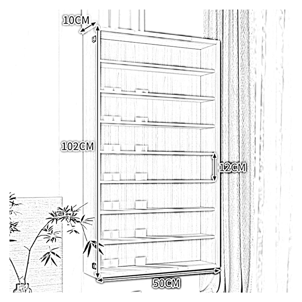 Acrylic Organiser Storage Rack Wall Mounted Display Cabinet for Collectibles, Toys Action Figures Model Storage Box with Clear Door for Study Living Room Bedroom Game Room Office(50x10x102cm)