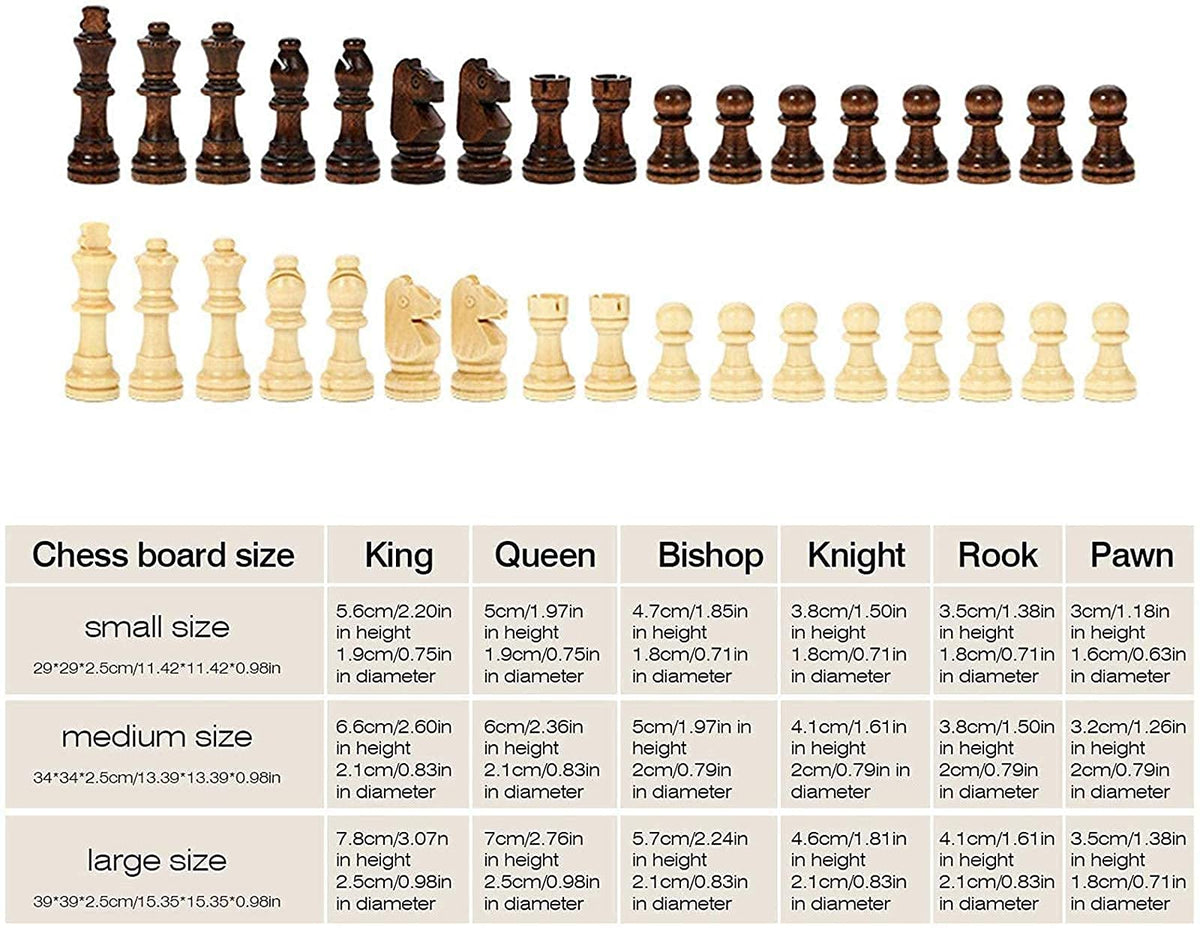 International Board Set Folding Wooden Chess Checkers Set Portable International Board Chess Travel Box Educational Toy for Kids and Adults (Color : 34x34x2.5cm)