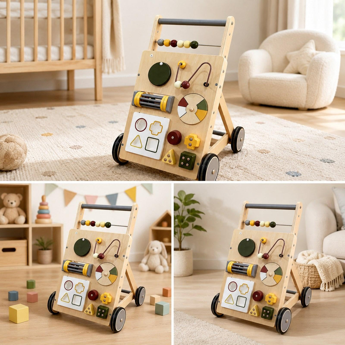 Wooden Activity Push Toy for Birthday Christmas Gifts