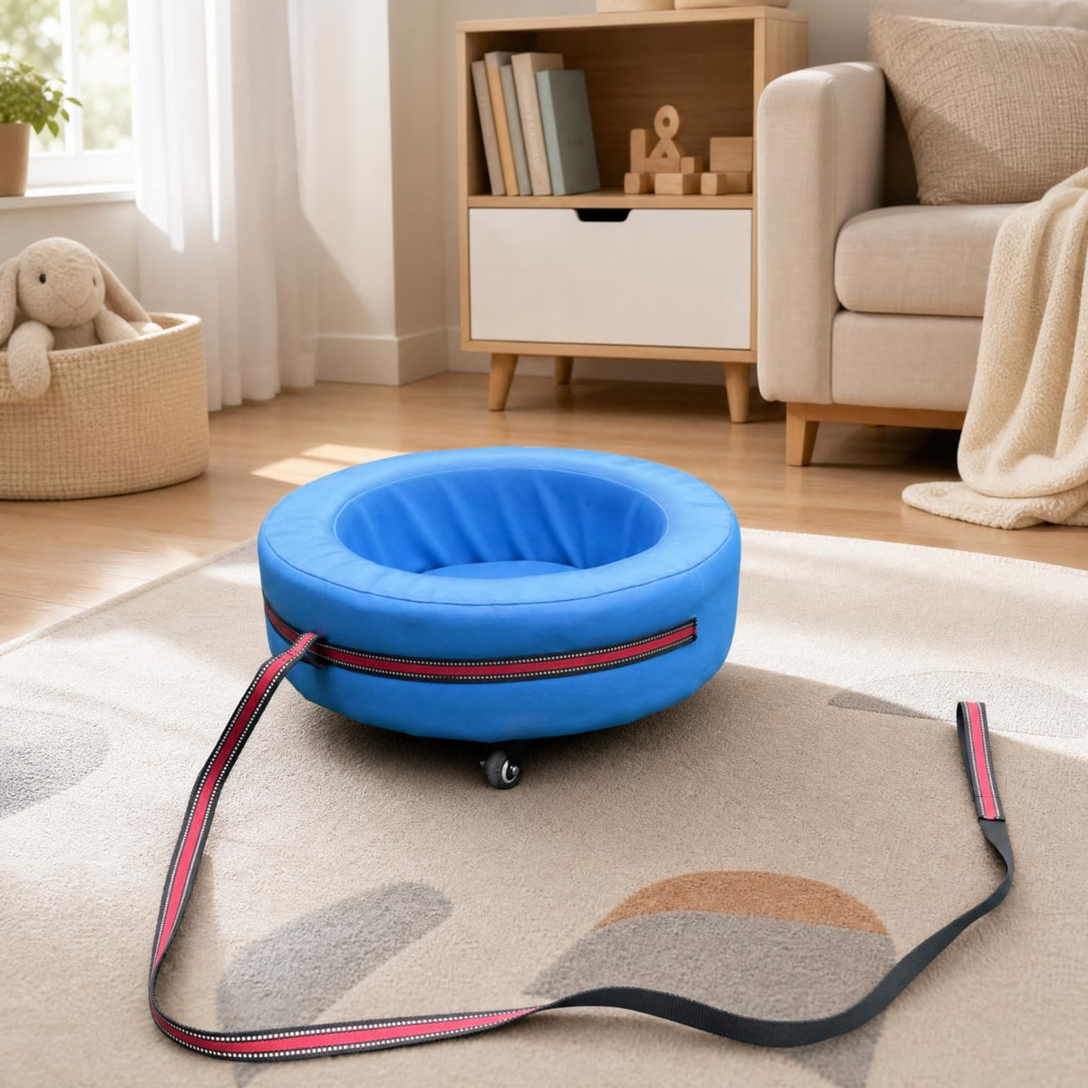 predolo Children's Pull-Along Riding Toy Smooth-Rolling Gentle Push-Along Pull Toy for Kids Ages 3 to 6, Sensory Training, Blue