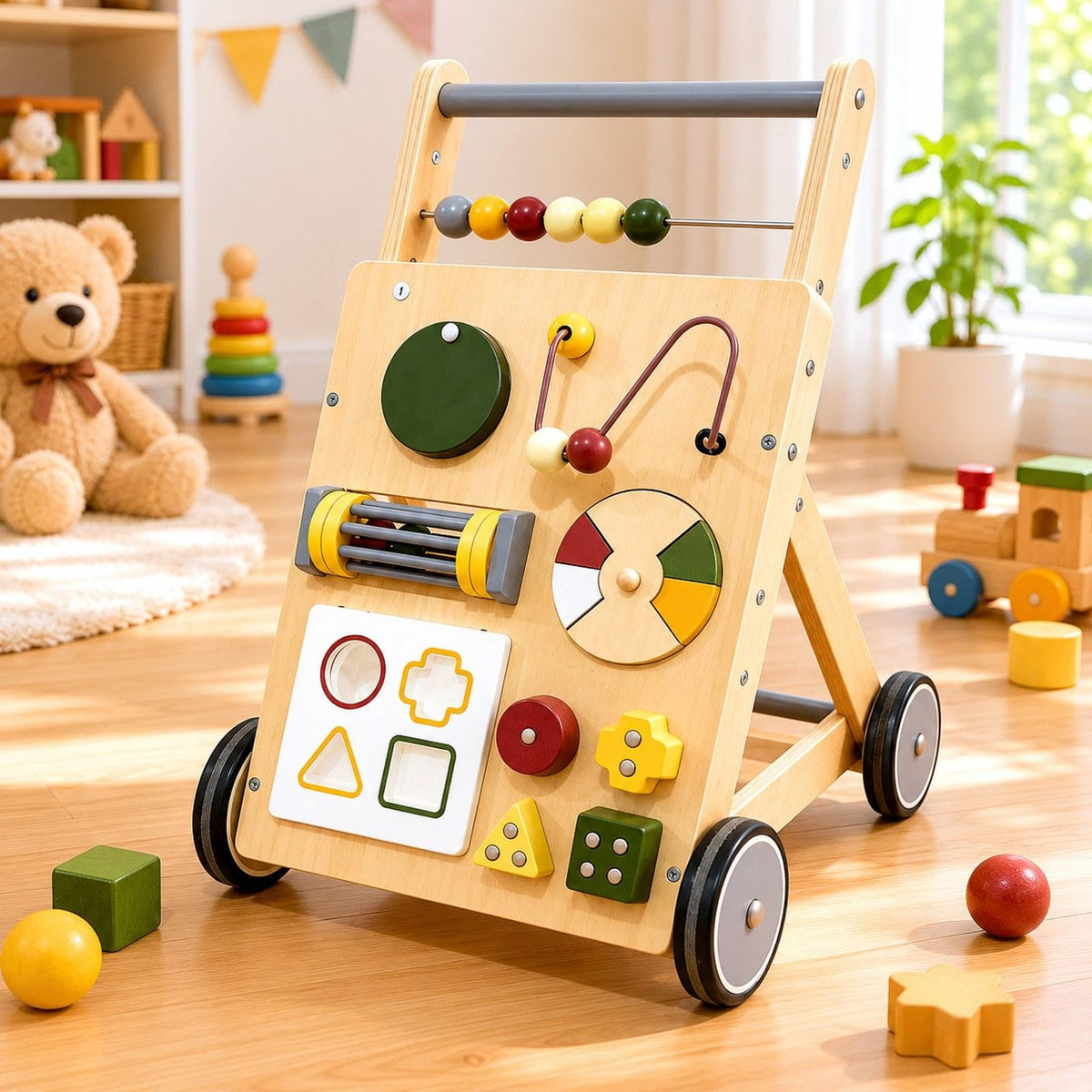 Wooden Activity Push Toy for Birthday Christmas Gifts
