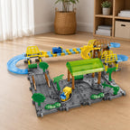 Powered Construction Toy DIY Electric Train Set with Track Operated Railway Kit with Accessories for Creative Building Play