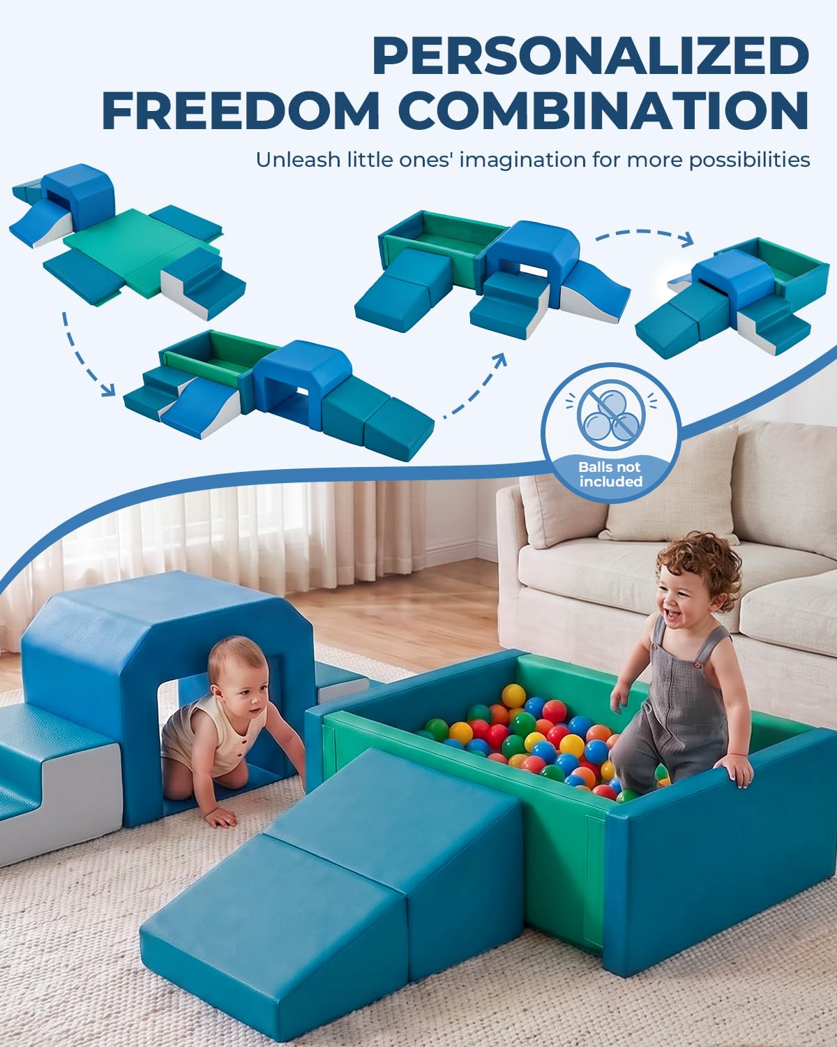 JungleDove Baby Foam Climbing Blocks with Ball Pit for Toddler