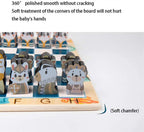 Chess Set Chessboard Beginner Children Solid Wood Chessboard Double Queen Cartoon Three-Dimensional Toy 11.8x0.3in Chess Set