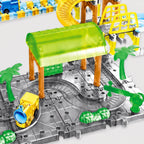 Powered Construction Toy DIY Electric Train Set with Track Operated Railway Kit with Accessories for Creative Building Play