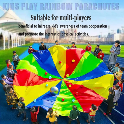 1-12M Kindergarten Rainbow Parachute Toy, Kids Balance Coordination Teamwork Game Gymnastics Parachute, Lightweight and Easy to Operate (Size : 10m/32.8ft)