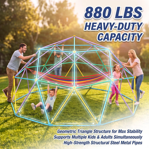 10x8FT Climbing Dome Outdoor Jungle Gym Climbers Toy with Hammock for 3-10