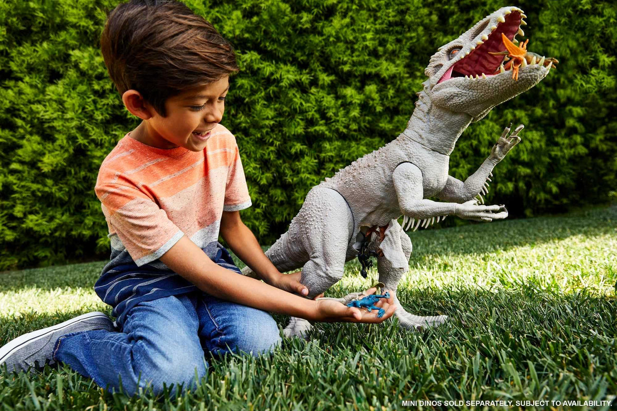 Mattel Jurassic World Camp Cretaceous Super Colossal Indominus Rex Dinosaur Toy, Action Figure at 3.5 Feet Long with Eating Feature, for Kids